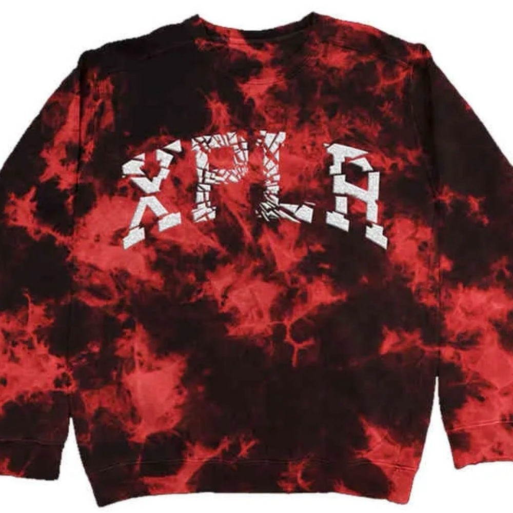 XPLA Red and Black Tie-Dye Women's Sweater